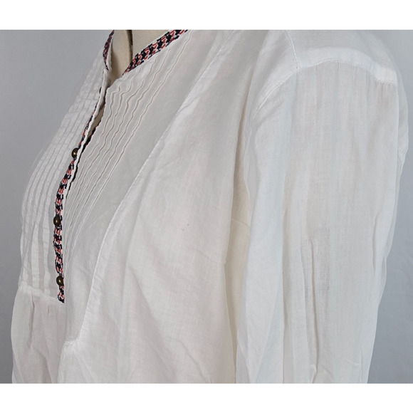 Gap Long Sleeve Blouse Women's XXL White w/ Red & Black Embroidered - Picture 8 of 16